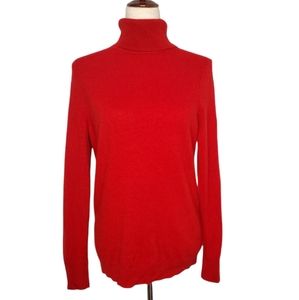 Talbots cashmere sz L RED HOLIDAY Turtleneck